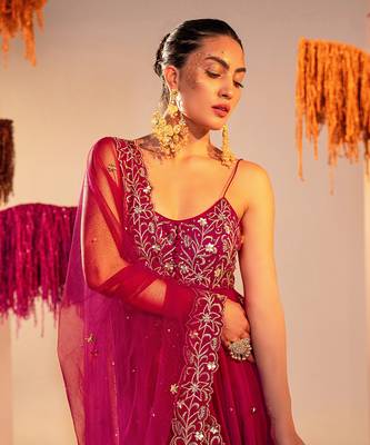 Purple anarkali with dupatta 3