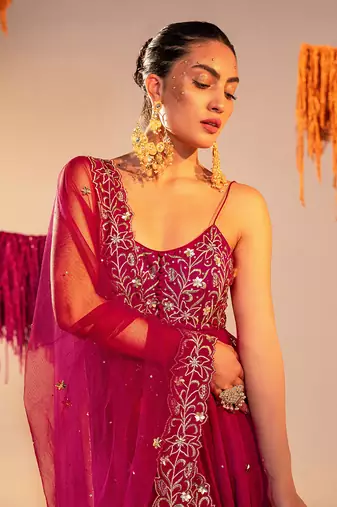 Purple anarkali with dupatta