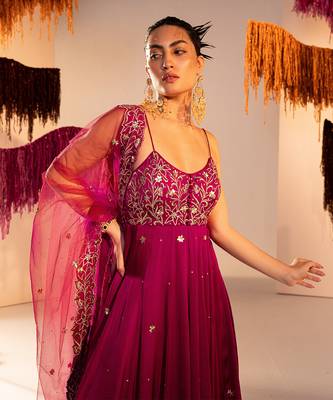 Purple anarkali with dupatta 4
