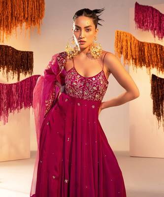 Purple anarkali with dupatta 5