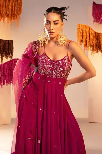 Purple anarkali with dupatta