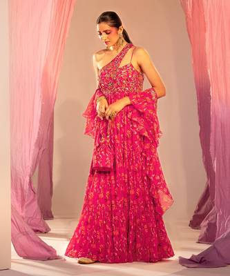 Rani pink anarkali with dupatta 1