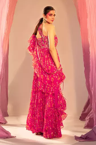 Rani pink anarkali with dupatta
