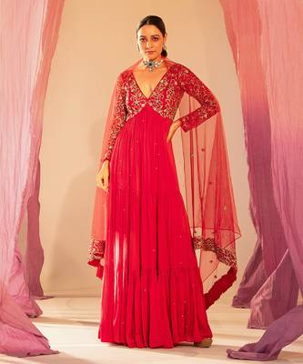 Rani pink anarkali set 1