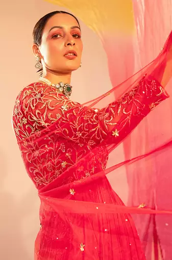 Rani pink anarkali set