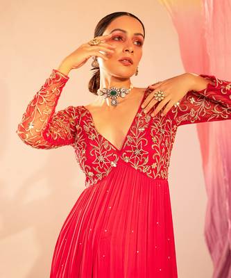 Rani pink anarkali set 4