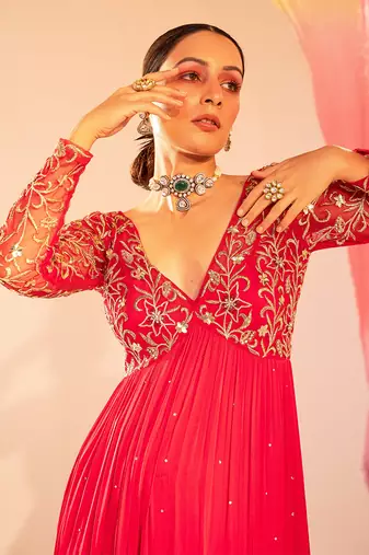 Rani pink anarkali set