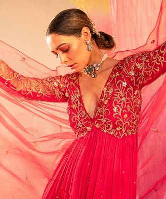 Rani pink anarkali set 5