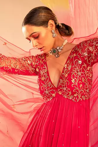Rani pink anarkali set