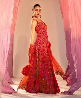 Rust orange anarkali set 2
