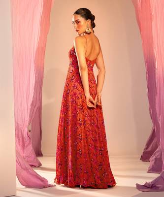 Rust orange anarkali set 3