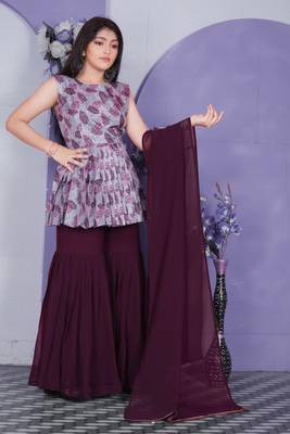 New latest Girl's wedding naira cut georgette readymade sharara Salwar suit for girls dress 1