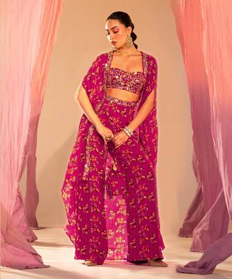 Purple georgette pant set 1