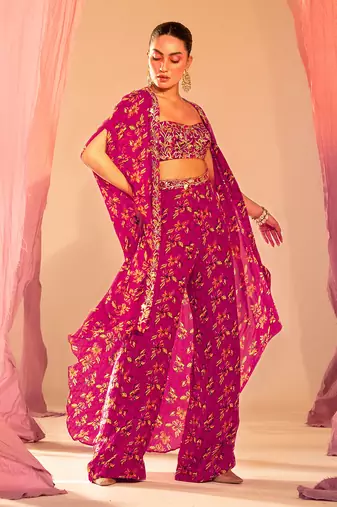 Purple georgette pant set