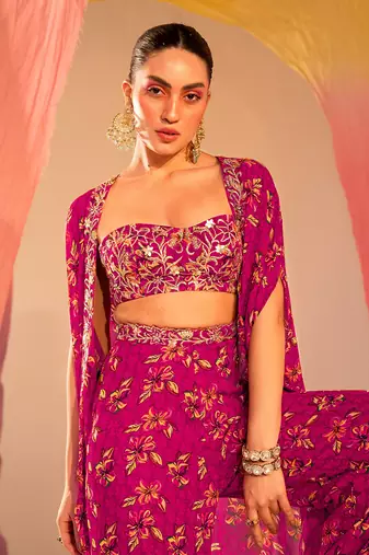 Purple georgette pant set