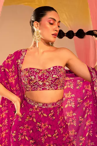 Purple georgette pant set