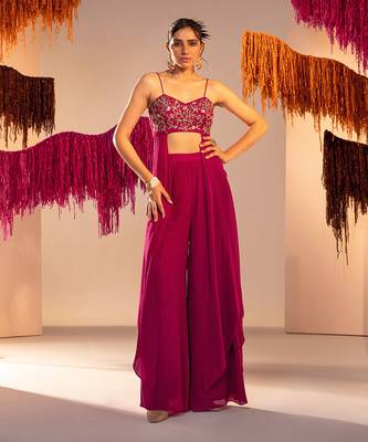 Purple crepe pant set 1