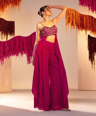 Purple crepe pant set 2