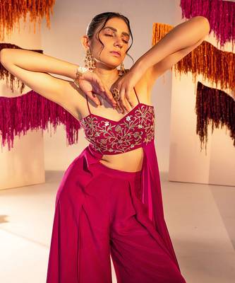 Purple crepe pant set 3