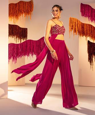 Purple crepe pant set 4