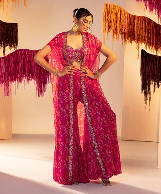 Rani pink georgette pant set 1