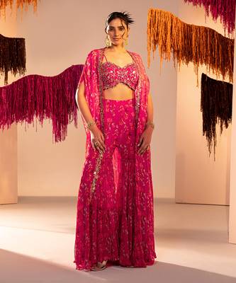 Rani pink georgette pant set 3