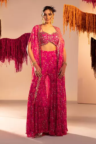 Rani pink georgette pant set