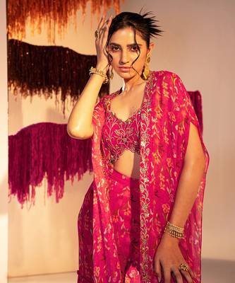 Rani pink georgette pant set 4