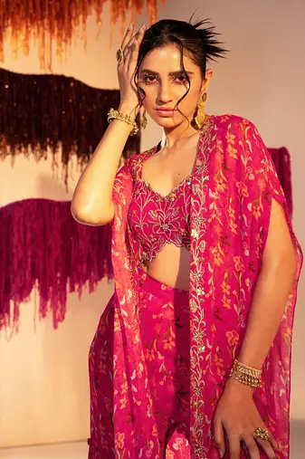Rani pink georgette pant set