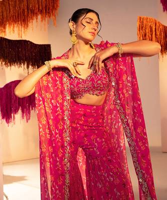 Rani pink georgette pant set 5