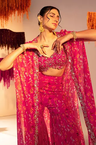 Rani pink georgette pant set