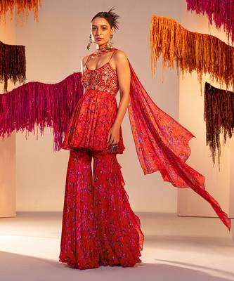 Rust orange gharara set 1