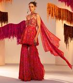 Rust orange gharara set