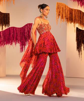Rust orange gharara set 2