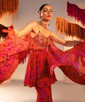 Rust orange gharara set 3