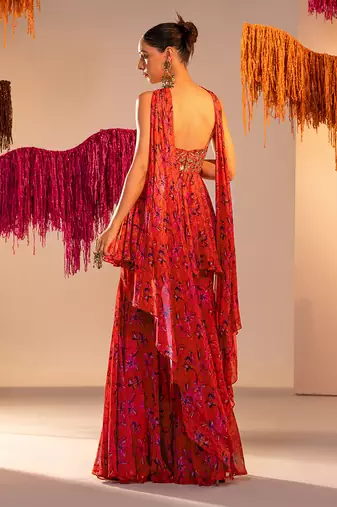 Rust orange gharara set