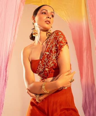 Rust orange crepe palazzo set 4