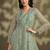 Sea green sequence embroidered with stone & sequence work jacket crepe silk exclusive women's saree with stitched blouse