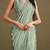 Sea green sequence embroidered with stone & sequence work jacket crepe silk exclusive women's saree with stitched blouse