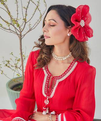 Raman red kurta set 3