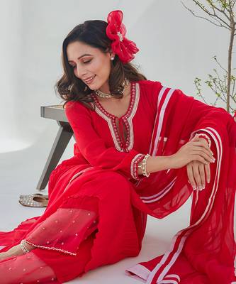 Raman red kurta set 4