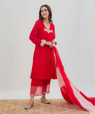 Parul red kurta set 2