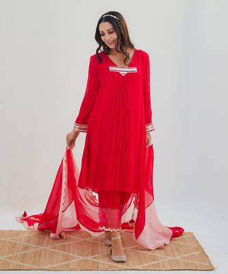 Parul red kurta set 3