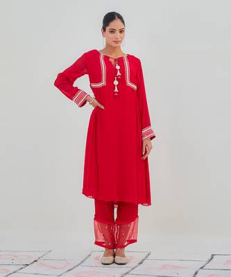 Umang red kurta set 1