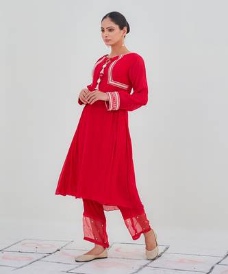 Umang red kurta set 2