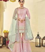 Light pink Color Georgette Sequince Work Palazzo Suit