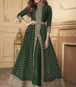 Shamita Shetty Dark Green Embroidered Slitted Suit