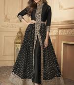 Shamita Shetty Black Embroidered Slitted Suit