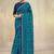 Blue organza weave weaving saree with unstitched blouse piece
