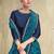 Blue organza weave weaving saree with unstitched blouse piece